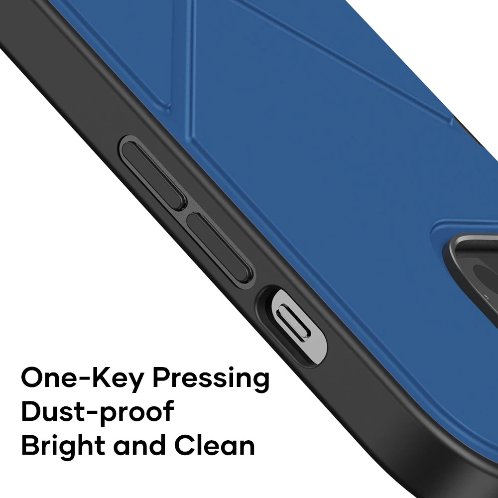 Picture of Apple iPhone 13 Pro 6.1 Case | Rock Magnetic Kickstand Horizontal Vertical Stand Drop Protection Case for iPhone 13 Pro 6.1 (Blue)