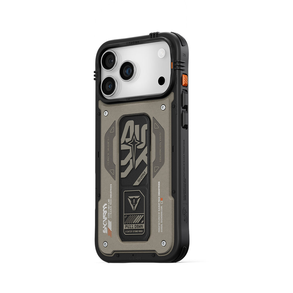 Picture of Apple iPhone 17 Pro Max 6.9 Case | Skinarma Aegis Magcharge Grip Stand Droop Protection Case for iPhone 17 Pro Max 6.9 (Grey)