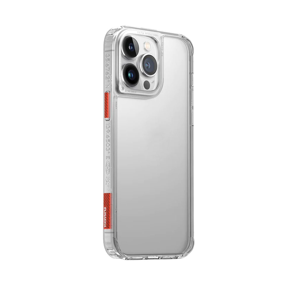 Picture of Apple iPhone 14 6.1 Case | Skinarma Saido AirGrooves Corners Series Drop Protection Case with DIY Decor Sticker for iPhone 14 6.1 (Clear)
