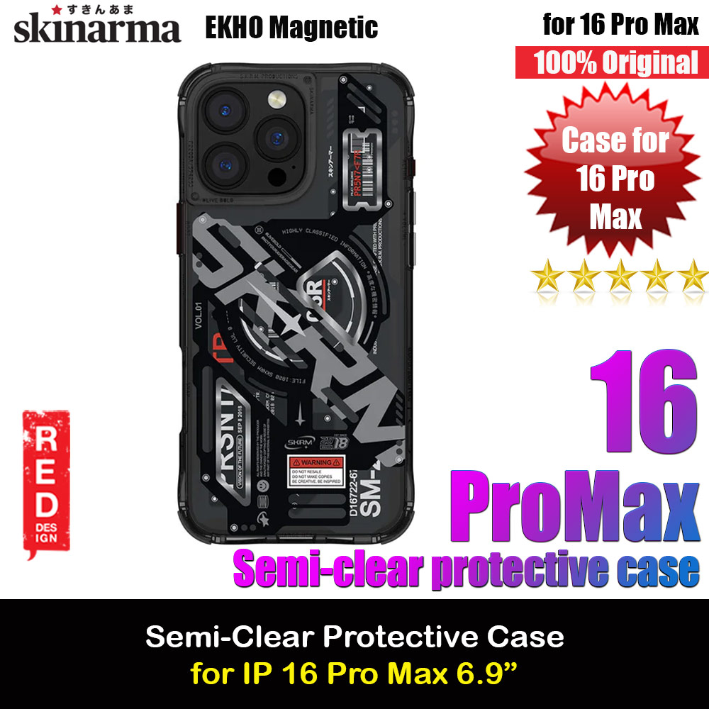 Picture of Apple iPhone 16 Pro Max 6.9 Case | Skinarma Ekho  Magnetic Charge Drop Protection Case for iPhone 16 Pro Max 6.9 (Black)