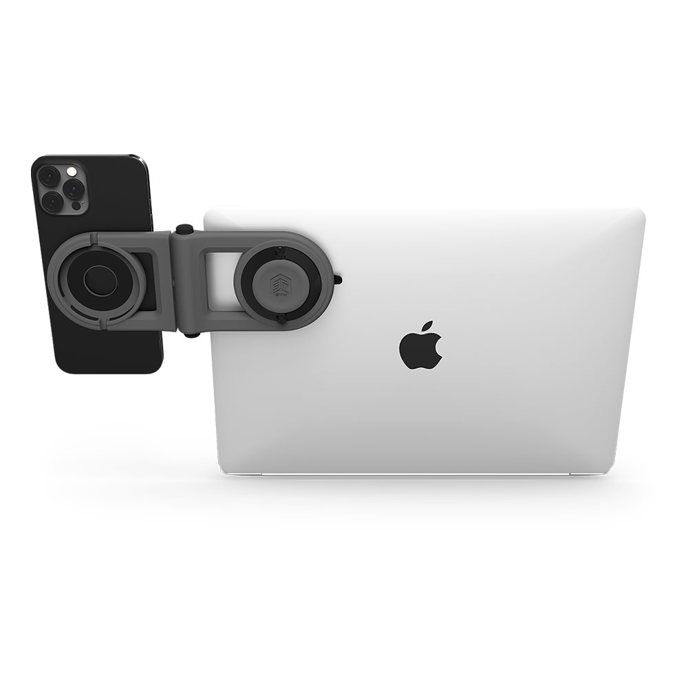 Picture of STM MagArm iPhone Mount with MagSafe Compatibility Laptop Extender Magnetic Phone Bracket Attachable to Macbook Notebook Asus Lenovo HP Monitor for iPhone 13 14 15 Pro Max Series