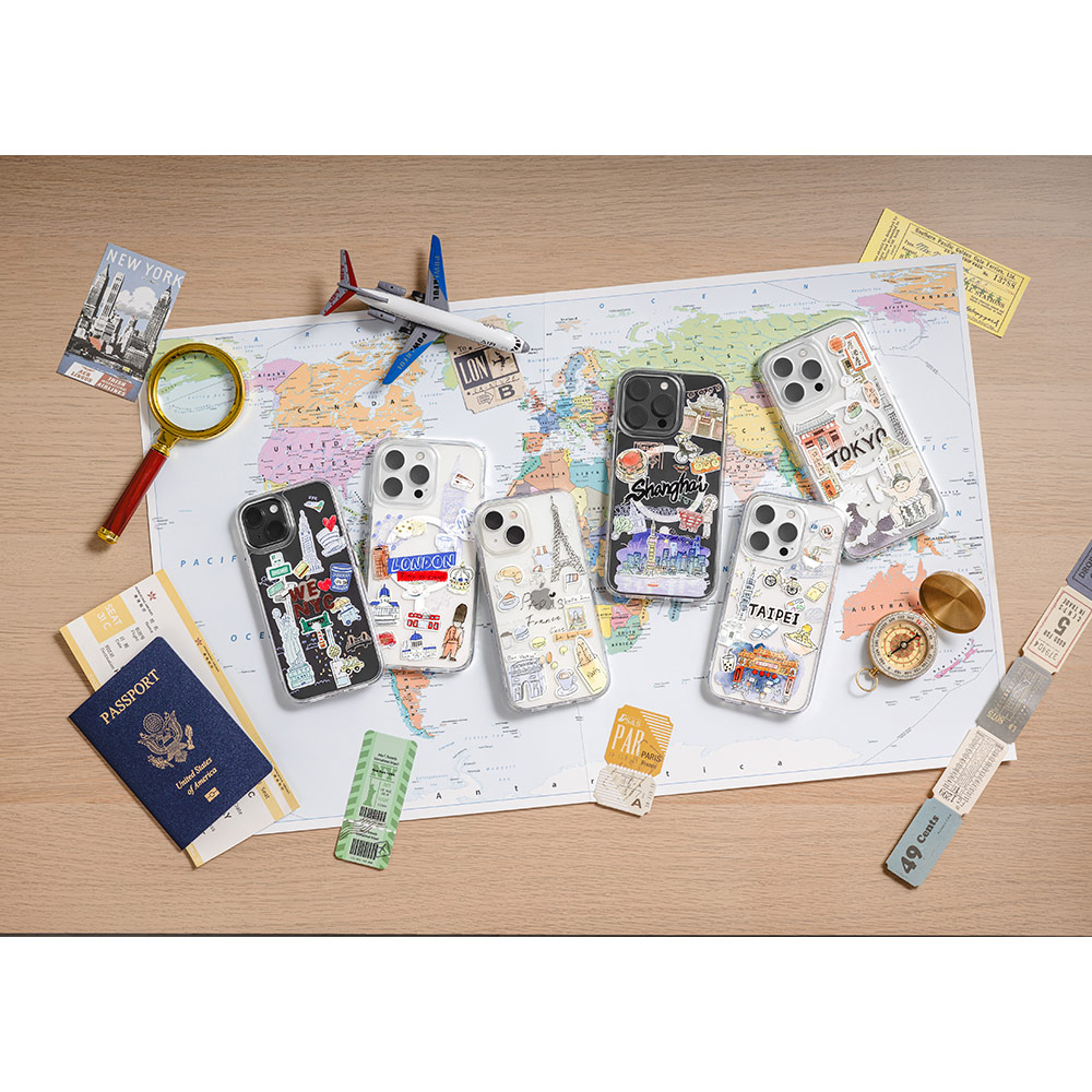 Picture of Apple iPhone 15 Pro Max 6.7 Case | Switcheasy Travel City Double In Mold Decoration Fashionable Magsafe Compatible Case for Apple iPhone 15 Pro Max 6.7 (Paris)