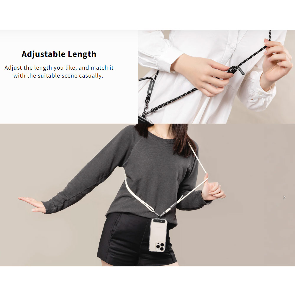 Picture of Switcheasy Easy Strap Crossbody Lanyard Shoulder Holder Card Link Adjustable Strap for any closed-bottom phone case (Black White)