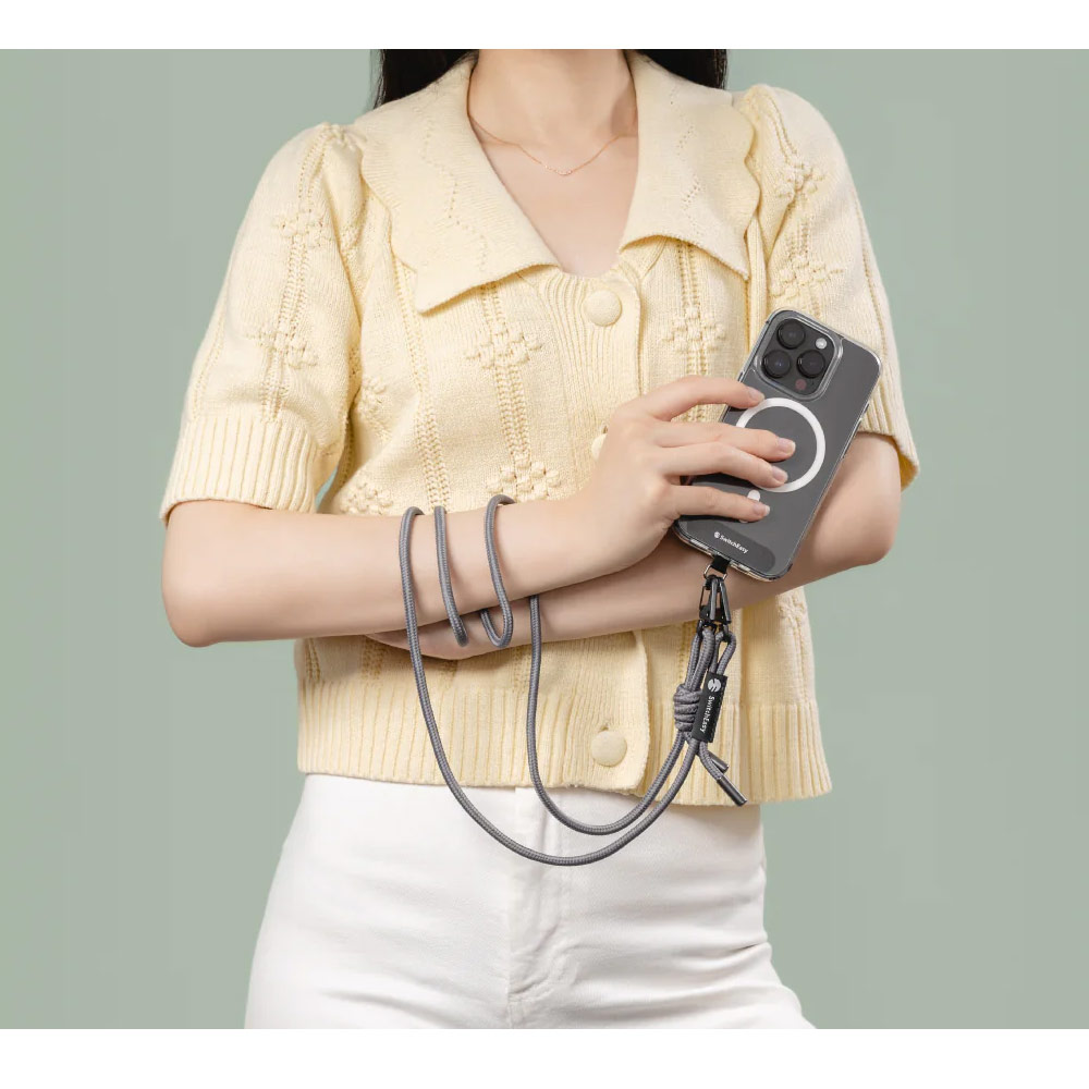 Picture of Switcheasy Easy Strap Crossbody Lanyard Shoulder Holder Card Link Adjustable Strap for any closed-bottom phone case (Black White)