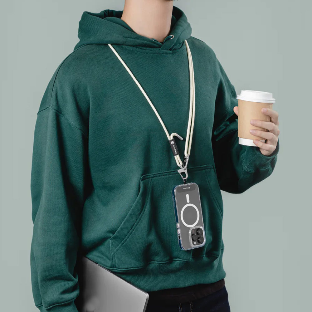 Picture of Switcheasy Easy Strap Crossbody Lanyard Shoulder Holder Card Link Adjustable Strap for any closed-bottom phone case (Black White)