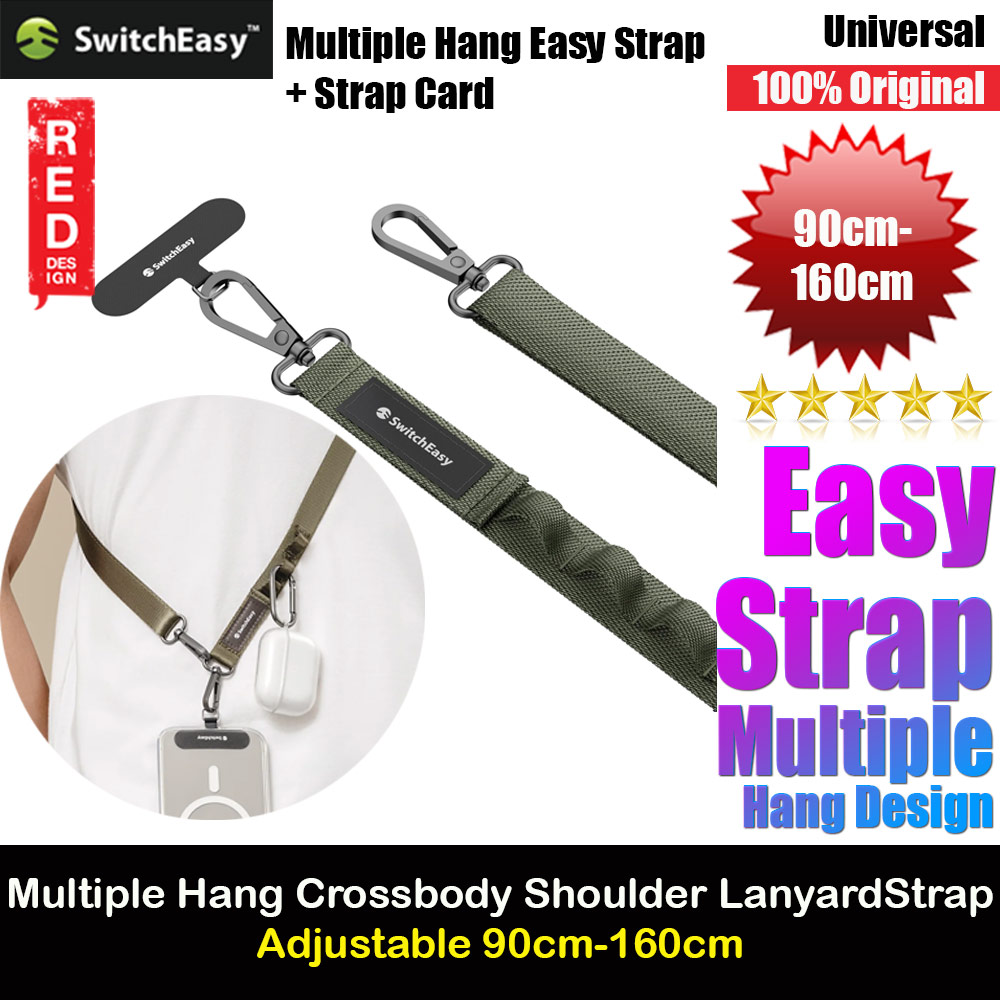 Picture of Switcheasy Easy Strap with Multiple Hang Design Crossbody Lanyard Shoulder Holder Card Link Adjustable Strap for any closed-bottom phone case (Cactus Green)