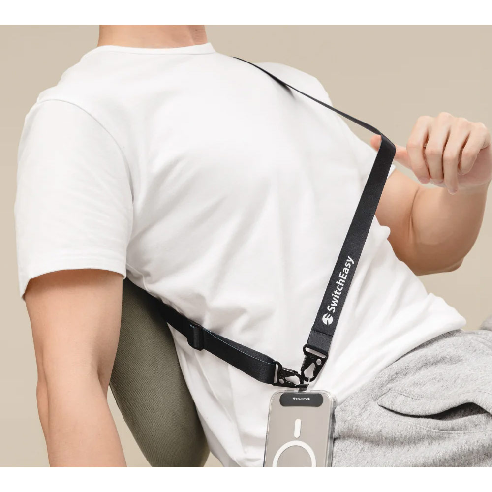 Picture of Switcheasy Easy Strap Silky Smooth Design Crossbody Lanyard Shoulder Holder Card Link Adjustable Strap 25mm for any closed-bottom phone case (Black)