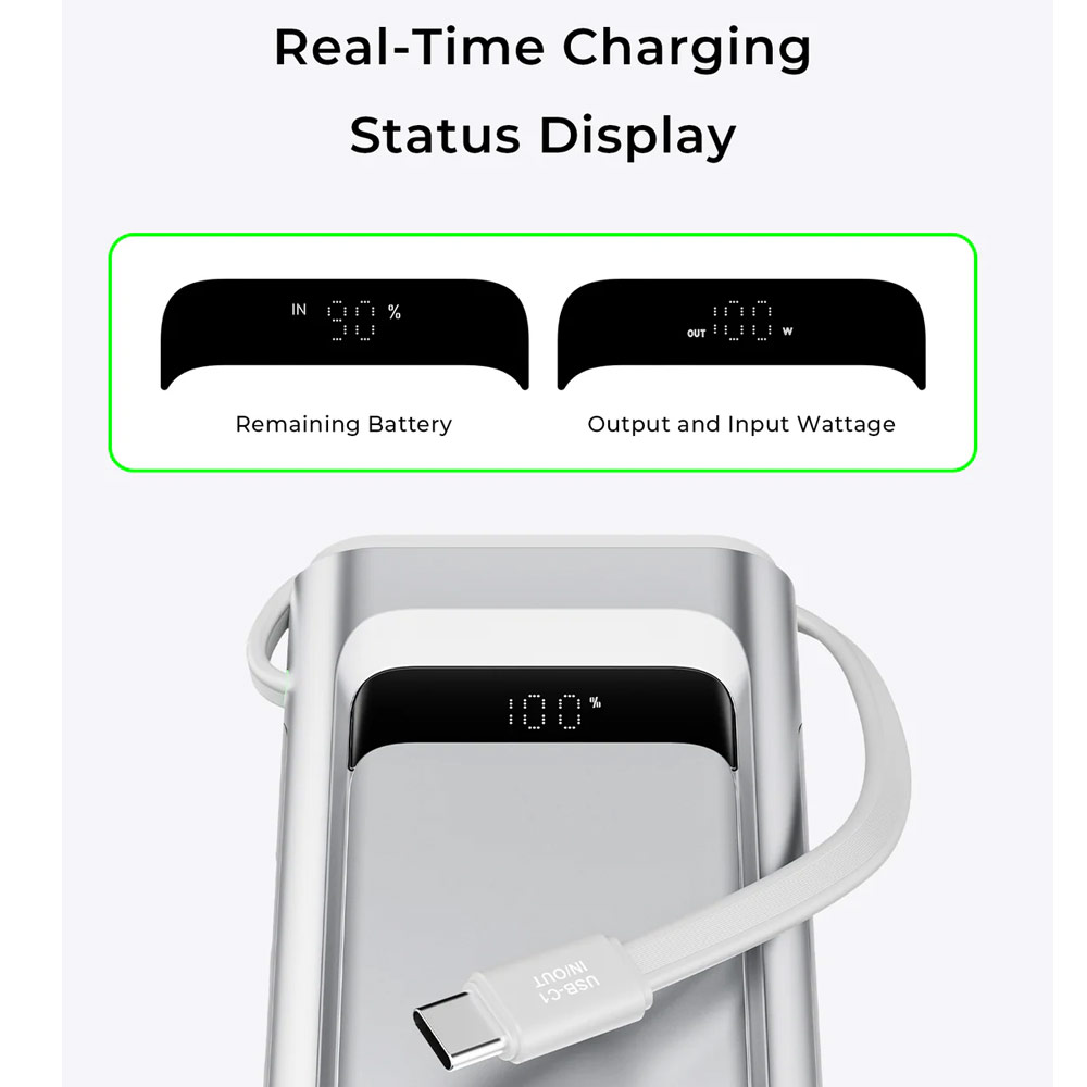 Picture of TALIX Linxt Build-in Cable Laptop CCC Travel Power Bank 100W 10000mah (3ports)