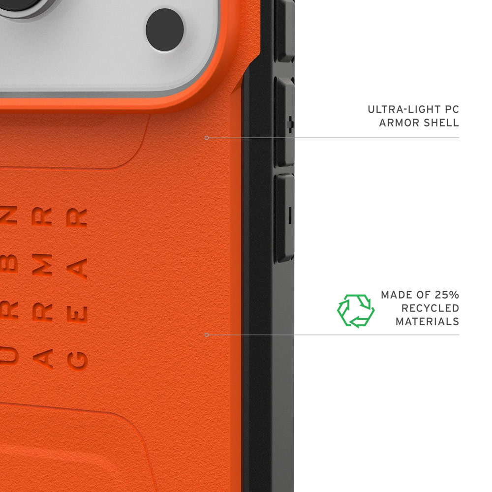 Picture of Apple iPhone 17 Pro Max 6.9 Case | UAG Civilian Magsafe Drop Proof Shock Absorbing Drop Protection Case Case for iPhone 17 Pro Max 6.9 (Orange)