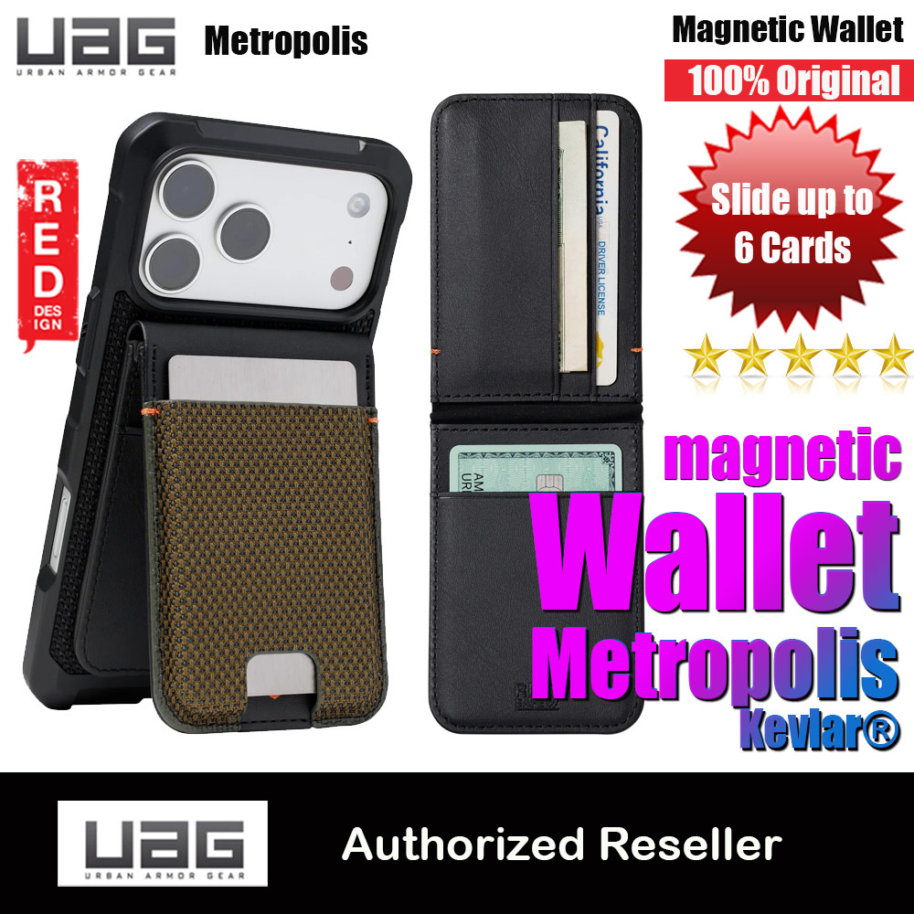 Picture of UAG Metropolis Kevlar Leather MagSafe Wallet and Stand Kickstand Card Holder Phone Stand (Kevlar Element Green) Apple iPhone 13 6.1- Apple iPhone 13 6.1 Cases, Apple iPhone 13 6.1 Covers, iPad Cases and a wide selection of Apple iPhone 13 6.1 Accessories in Malaysia, Sabah, Sarawak and Singapore 