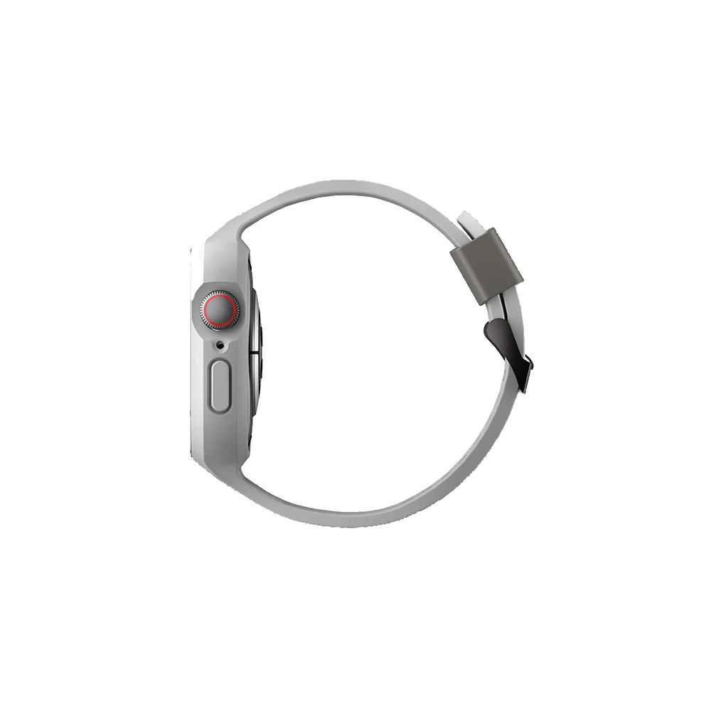 Picture of Apple Watch 44mm Case | Uniq Monus 2 in 1 Unibody Soft Lightweight Waterproof Hybrid Strap Case for Apple Watch 45mm 44mm Series 5 6 7 SE (Chalk Grey)