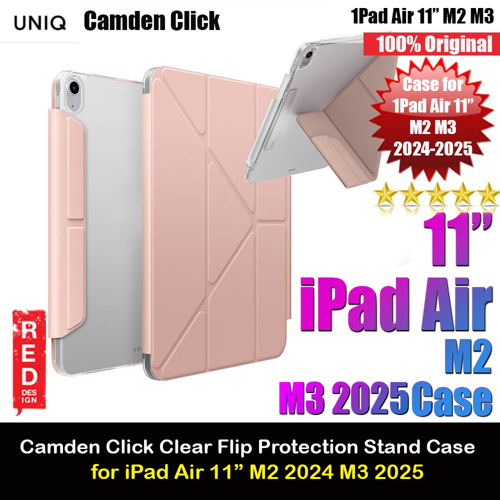 Picture of Apple iPad Air 11 M3 2025 Case | Uniq Camden Click Flip Cover Stand Case for iPad Air 11 M2 2024 M2 2025 (Pink)