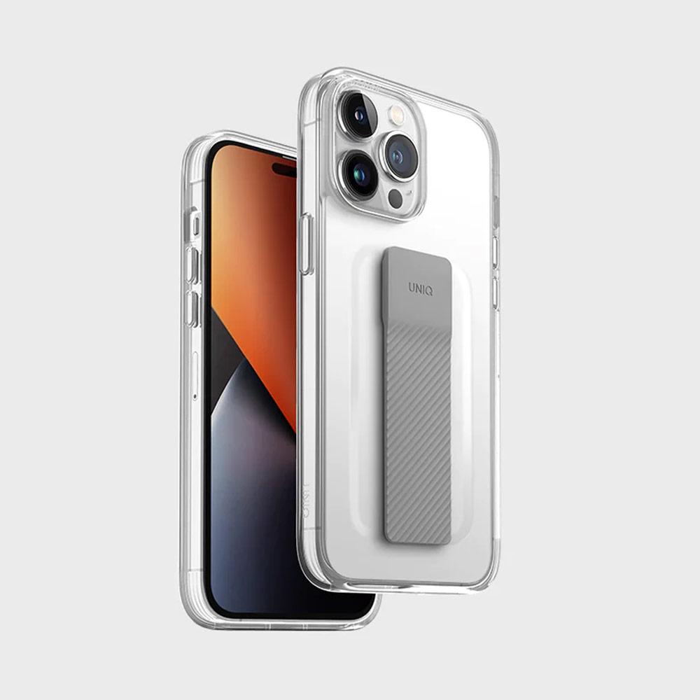 Picture of Apple iPhone 14 Pro Max 6.7 Case | Uniq Heldro Mount Hand Grip Design Drop Protection Case for iPhone 14 Pro Max 6.7 (Lucent Clear)