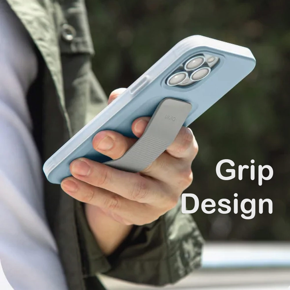 Picture of Apple iPhone 14 6.1 Case | Uniq Heldro Mount Hand Grip Design Drop Protection Case for iPhone 14 6.1 (Lucent Clear)
