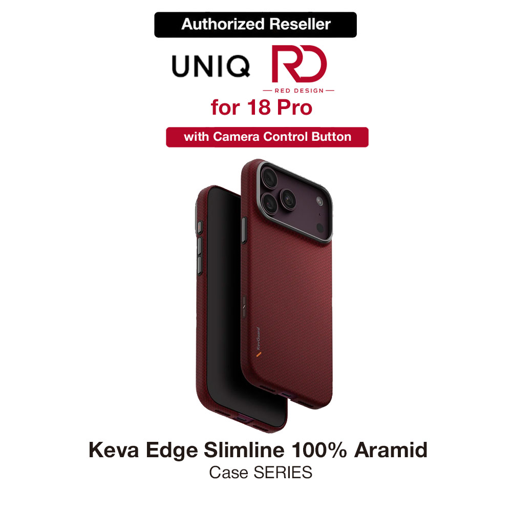 Picture of Uniq Keva Edge Slimline 100% Aramid Magnetic Case with Camera Control Button for iPhone 18 Pro- Ember Red Apple iPhone 18 Pro- Apple iPhone 18 Pro Cases, Apple iPhone 18 Pro Covers, iPad Cases and a wide selection of Apple iPhone 18 Pro Accessories in Malaysia, Sabah, Sarawak and Singapore