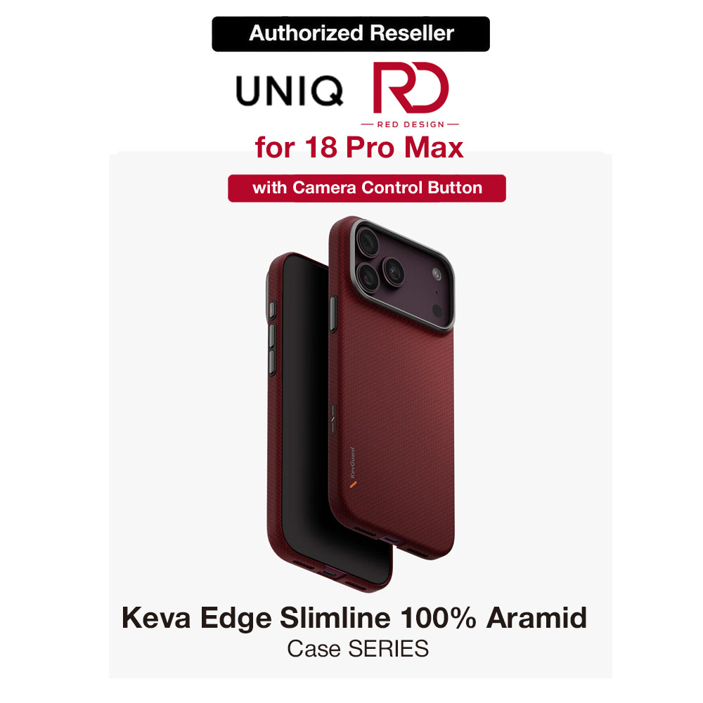 Picture of Uniq Keva Edge Slimline 100% Aramid Magnetic Case with Camera Control Button for iPhone 18 Pro Max - Ember Red Apple iPhone 18 Pro Max- Apple iPhone 18 Pro Max Cases, Apple iPhone 18 Pro Max Covers, iPad Cases and a wide selection of Apple iPhone 18 Pro Max Accessories in Malaysia, Sabah, Sarawak and Singapore