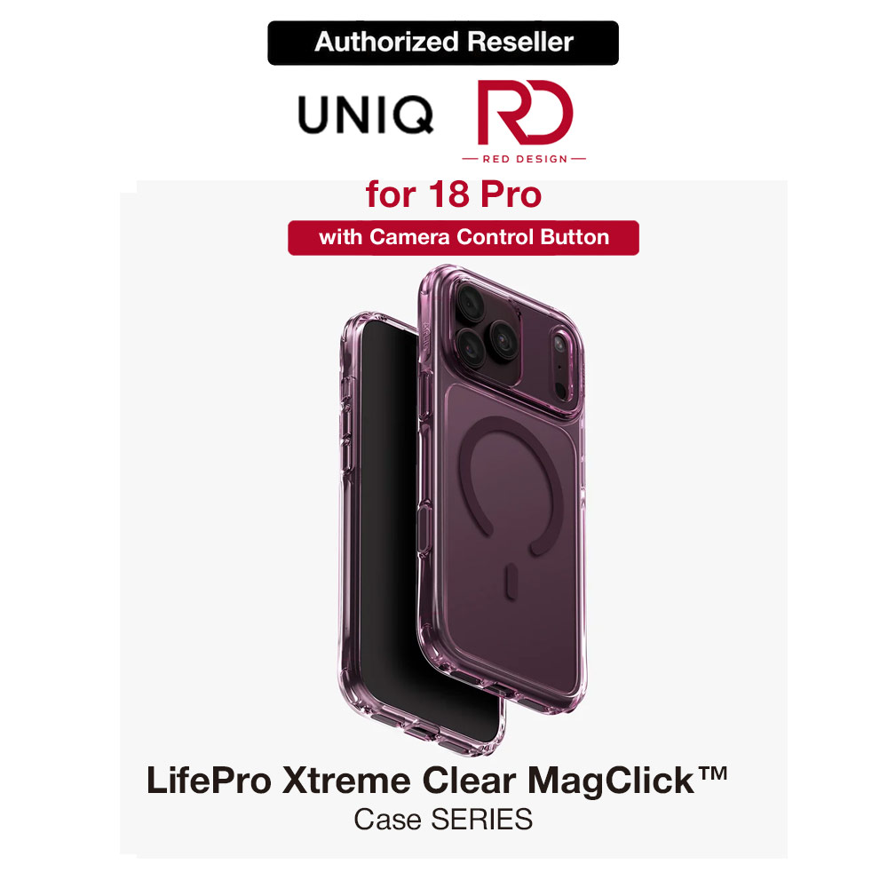Uniq LifePro Xtreme Clear MagClick Case with Camera Control Button for iPhone 18 Pro 6.3 - Deep Burgundy