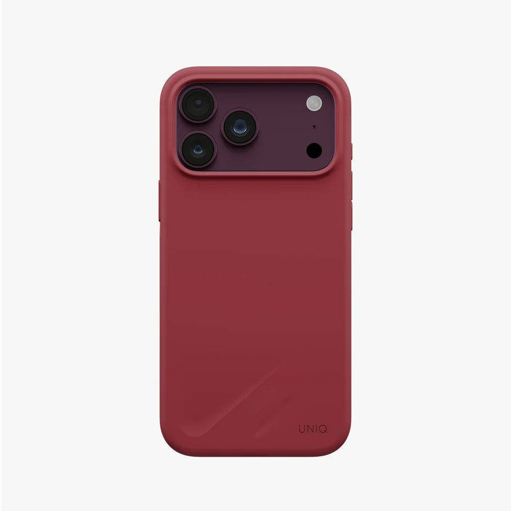 Picture of Apple iPhone 18 Pro Case | Uniq Lino Hybrid Silicone Lightweight Magnetic Protection Case with Camera Control Button for iPhone 18 Pro- Cranberry RedRose