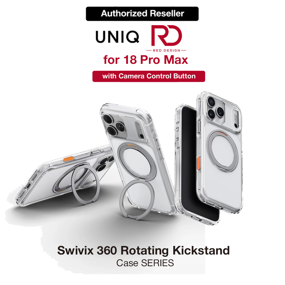 Picture of Uniq Swivix 360 Rotating Kickstand Magnetic Drop Protection Case with Camera Control Button for iPhone 18 Pro Max  - Lucent Clear Apple iPhone 18 Pro Max- Apple iPhone 18 Pro Max Cases, Apple iPhone 18 Pro Max Covers, iPad Cases and a wide selection of Apple iPhone 18 Pro Max Accessories in Malaysia, Sabah, Sarawak and Singapore 