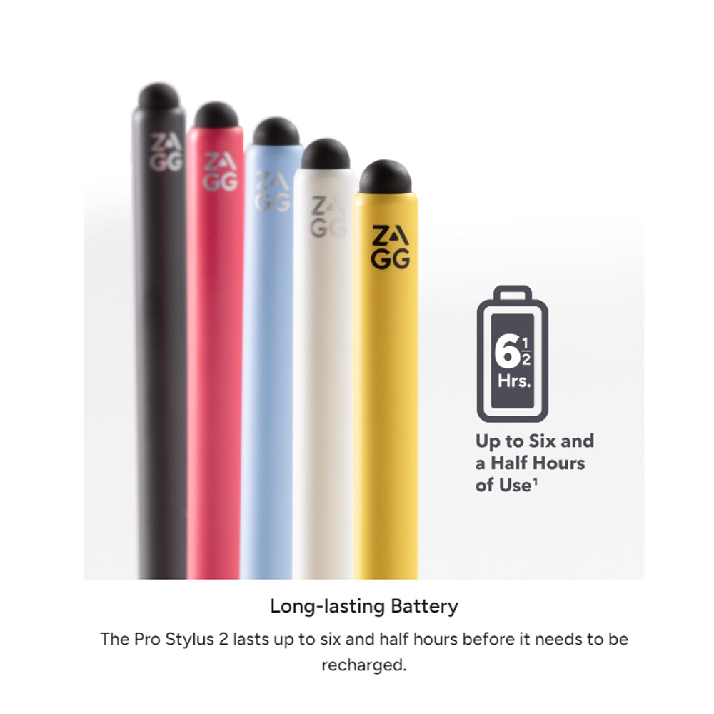 Picture of Apple iPad 10.2 9th gen 2021 | Zagg Pro Stylus 2 Active Dual Tips Stylus with wireless charging compatible for iPad Pro 11 Pro 12.9 (Gray)