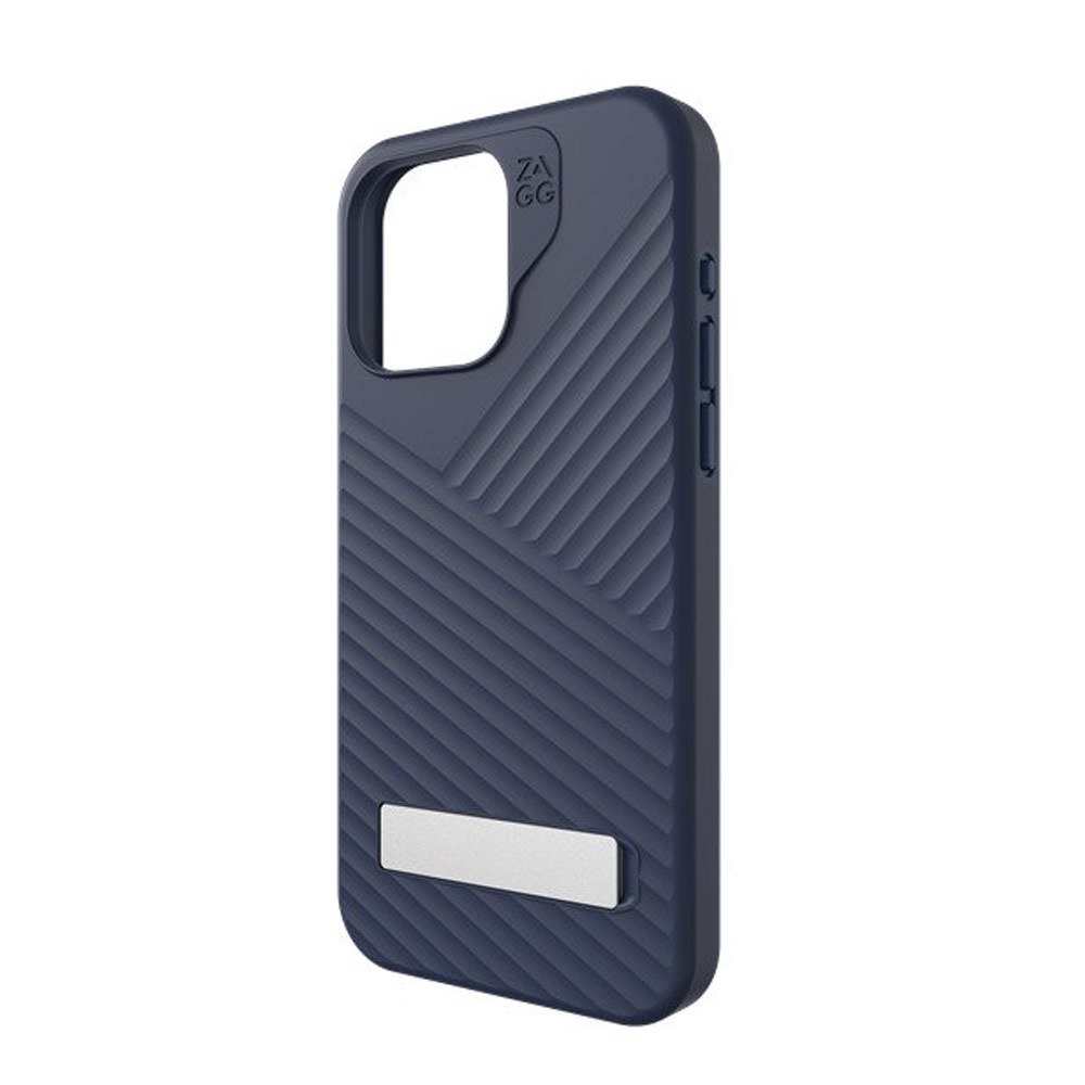 Picture of Apple iPhone 15 Pro Max 6.7 Case | Zagg Denali Snap Kickstand Magnetic Dual Layer Drop Protection Case for iPhone 15 Pro Max 6.7 (Blue)