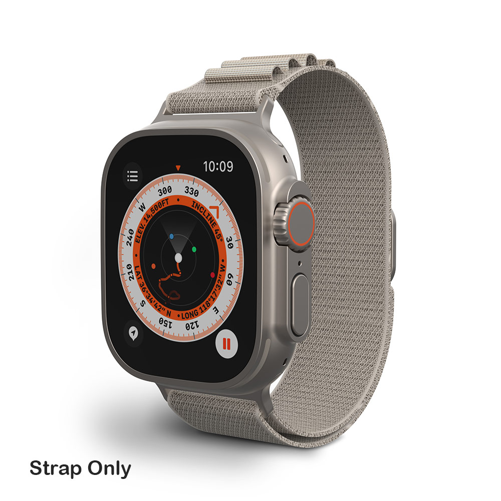 Picture of Apple Watch 44mm | Zagg Highland Rugged Nylon Watch Band Strap for Apple Watch 49mm Ultra 2 45mm 44mm (Beige Small Size)